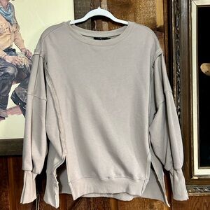 Women's Crew Neck Sweater - Beige- Size Small